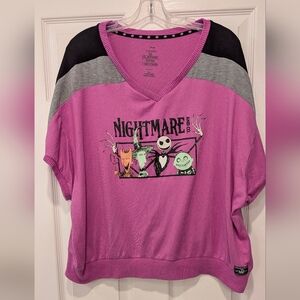 Disney Nightmare Before Christmas Women’s Graphic Top  Purple Gray Plus 3X Cozy